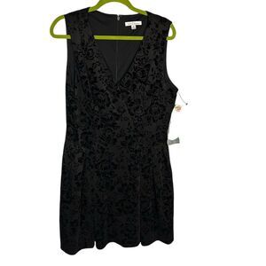 Simply Liliana Women's 16 Black Floral & Velvet Fit & Flare Dress NWT Holiday
